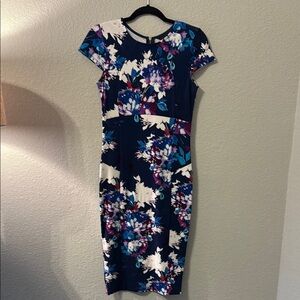 Felicity & Coco Blue and White Sheath Midi Dress